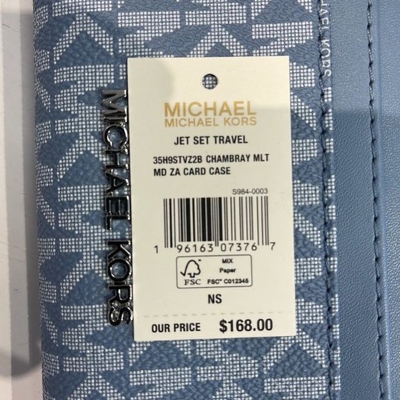 Michael Kors Jet Set Travel Medium Zip Around Card Case Chambray Multi - Picture 12 of 16